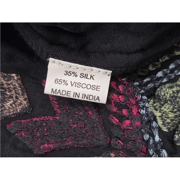 Double D Ranch Crushed Velvet Embroidered Dolman Sleeve Blouse Black Size S - Picture 5 of 7